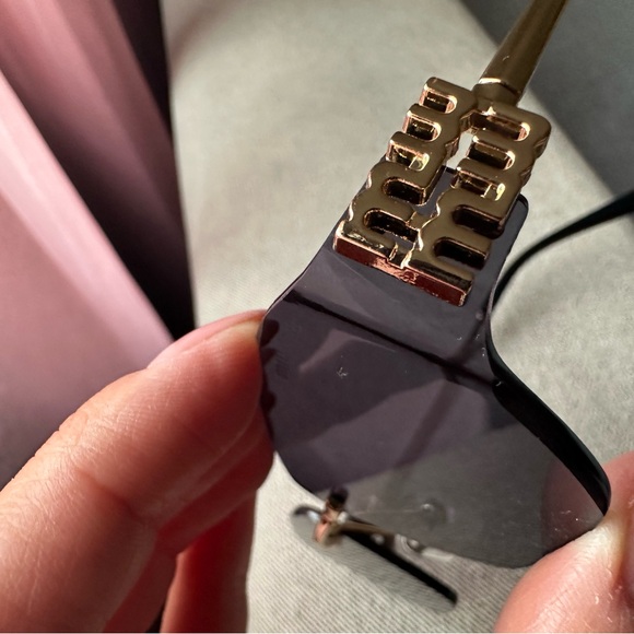 Miu Miu Shield Sunglasses – Black/Gold (Style WH4085) - Picture 11 of 11